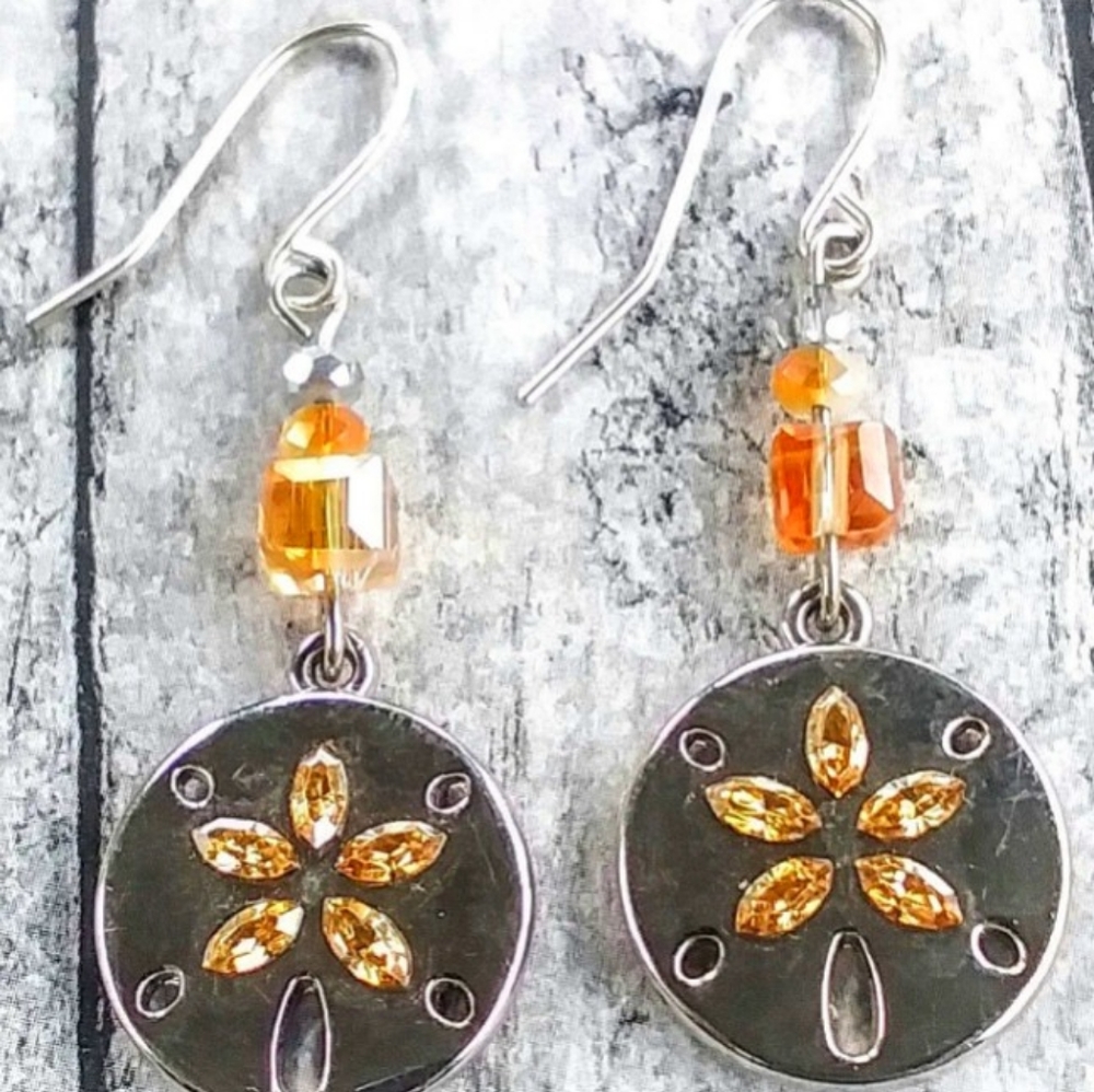 Swarovski Crystal LiteTangerine Sandollar Earrings
